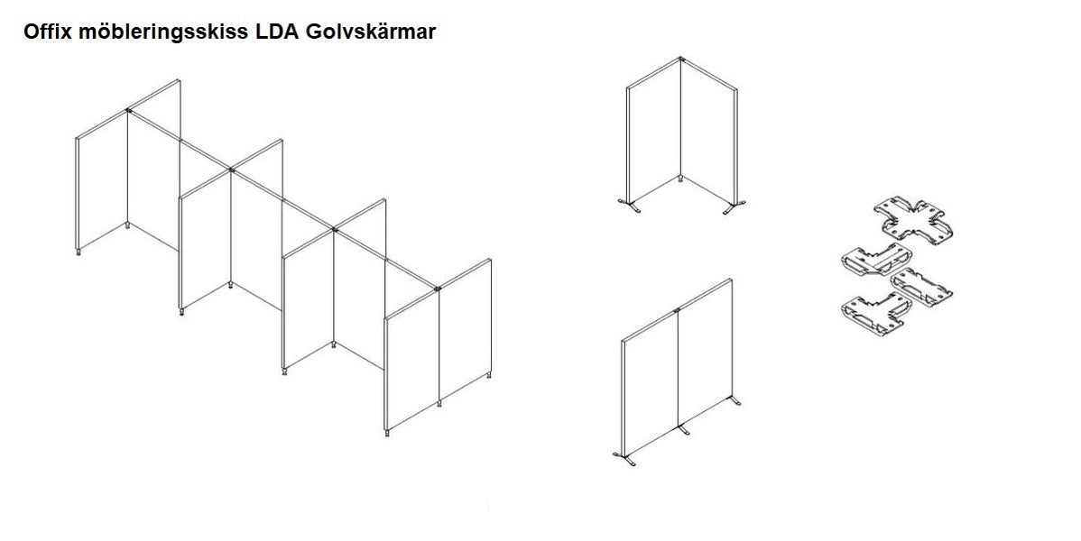 Skärmvägg, ljudabsorberande, tyg, svart, Offix