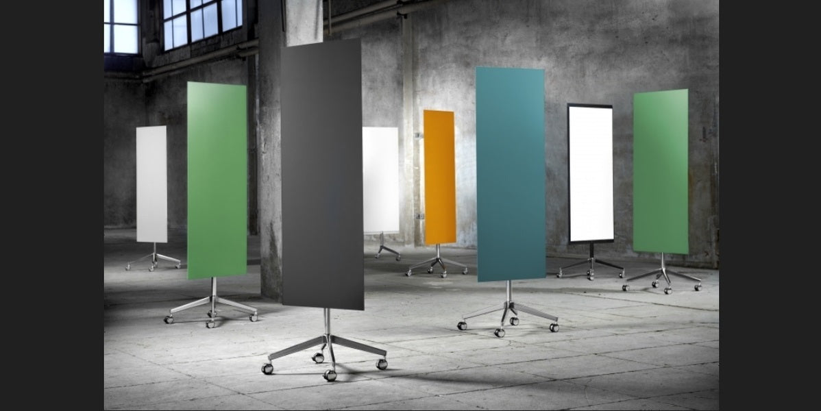 Glasskrivtavla på hjul, Lintex Mood Mobile, raka hörn, Offix