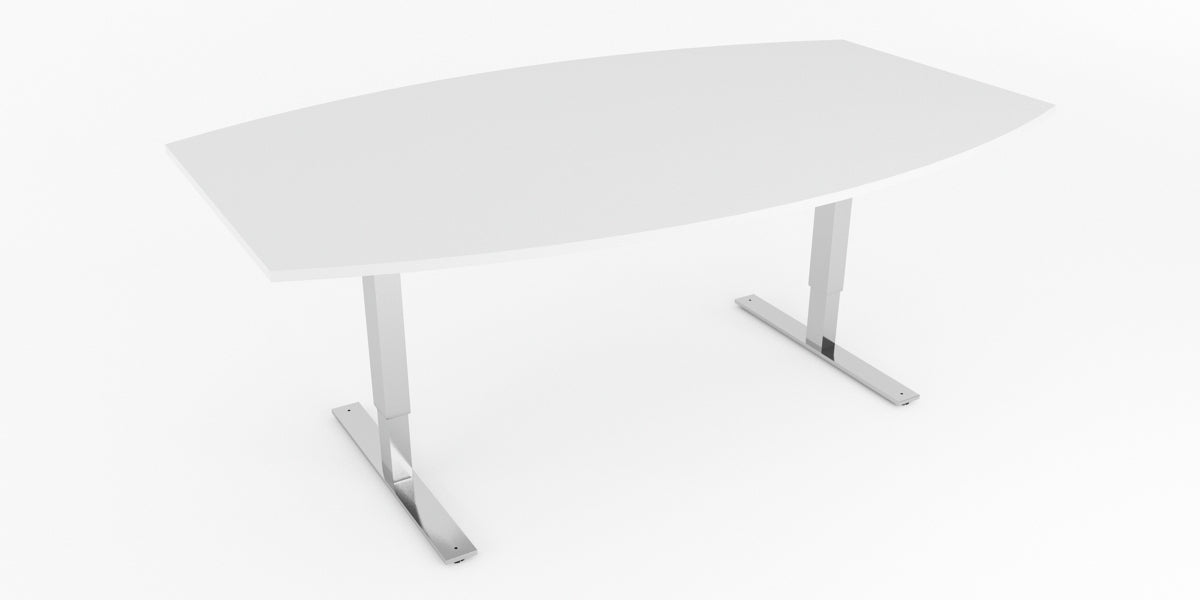 Konferensbord båtformad 6 platser, höj- och  sänkbart, vit, Offix