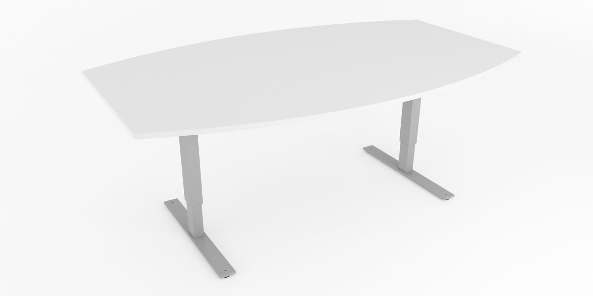 Konferensbord båtformad 6 platser, höj- och  sänkbart, vit, Offix