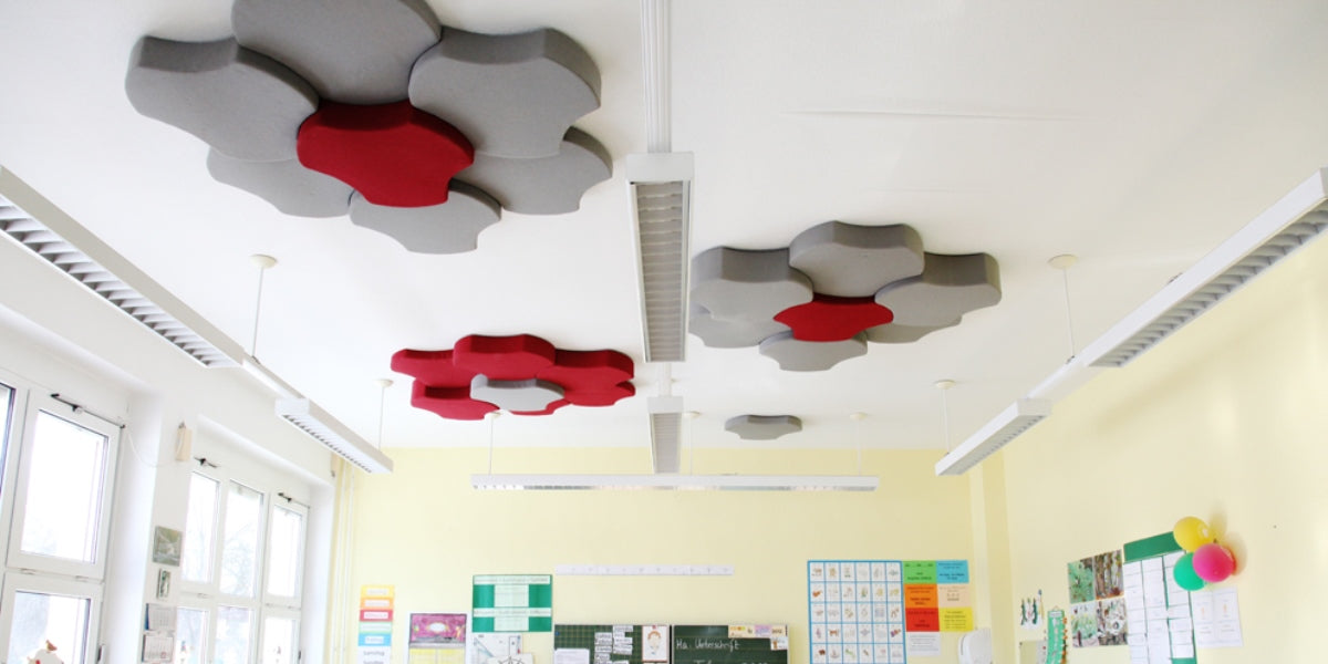 Ljudabsorbent, tak rund, plåtram, tyg, Offix