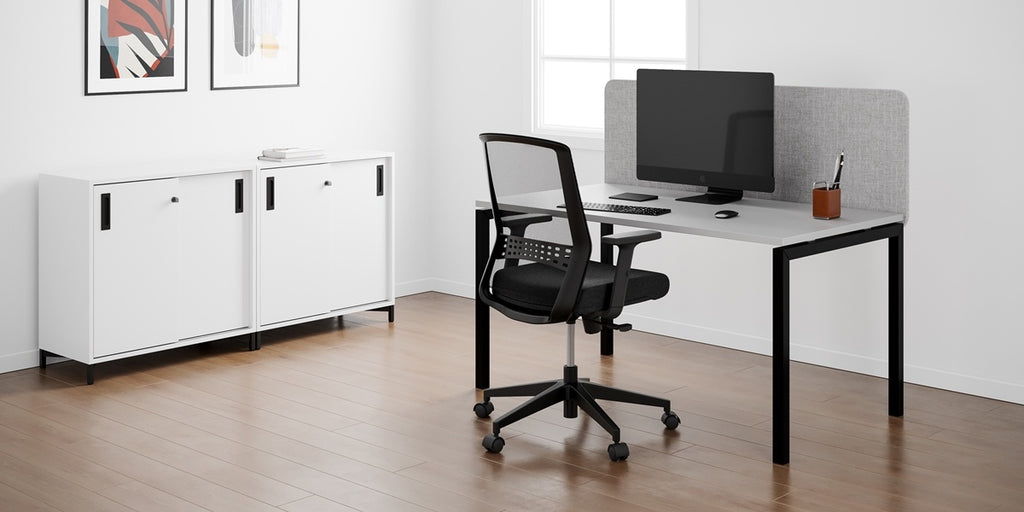 Skrivbord, rektangulärt, U-stativ, ek, Offix