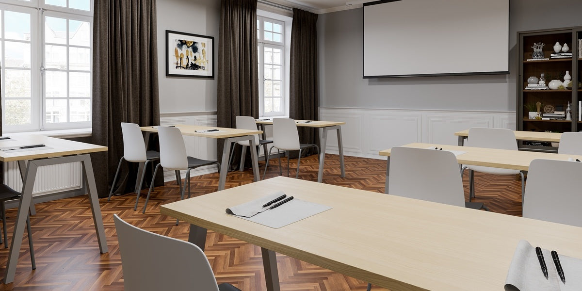 Skrivbord, rektangulärt, A-stativ, björk, Offix