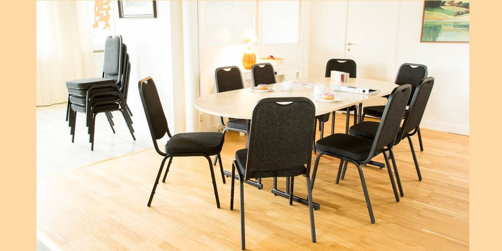 Konferensstol, staplingsbar, Flex06, svart-silvergrå, Offix