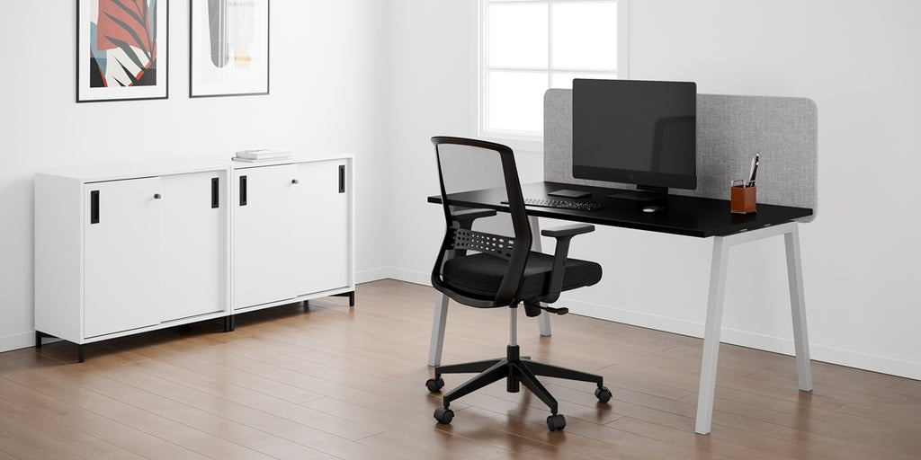 Skrivbord, rektangulärt, A-stativ, svart, Offix