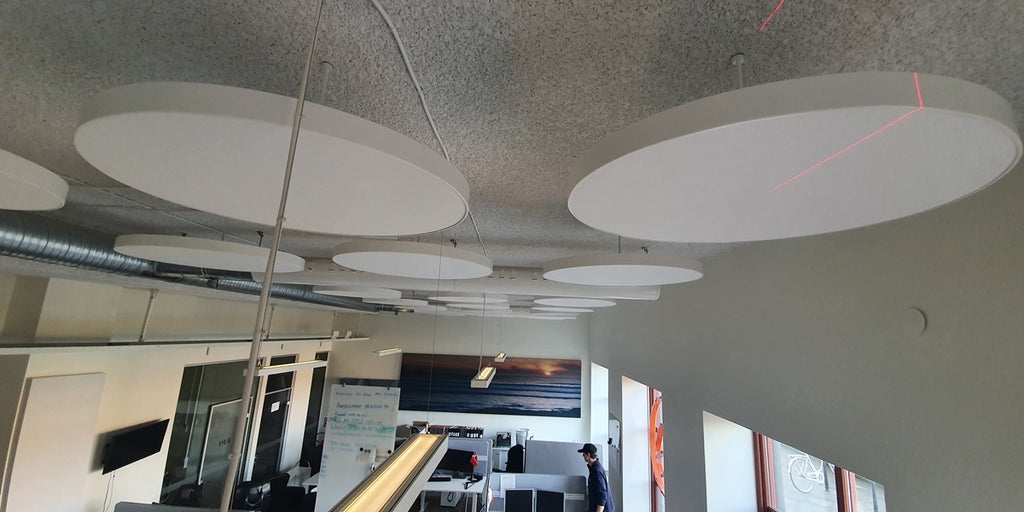 Ljudabsorbent, tak rund, plåtram, tyg, Offix