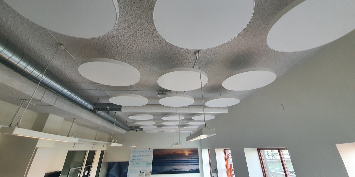 Ljudabsorbent, tak rund, plåtram, tyg, Offix