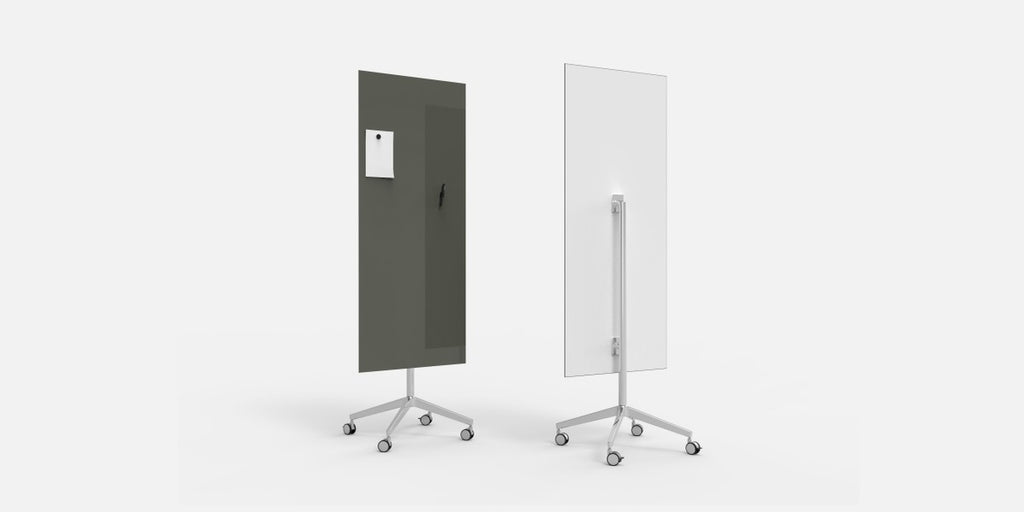 Glasskrivtavla på hjul, Lintex Mood Mobile, raka hörn, Offix