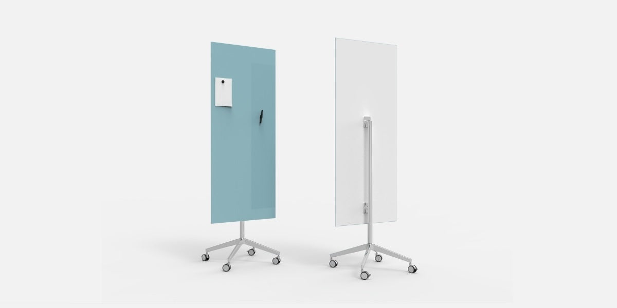 Glasskrivtavla på hjul, Lintex Mood Mobile, raka hörn, Offix