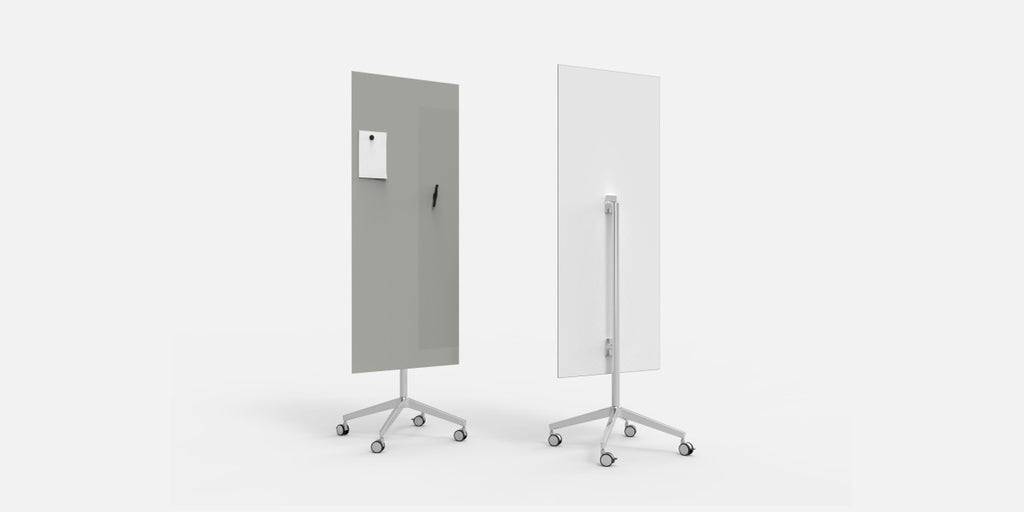 Glasskrivtavla på hjul, Lintex Mood Mobile, raka hörn, Offix