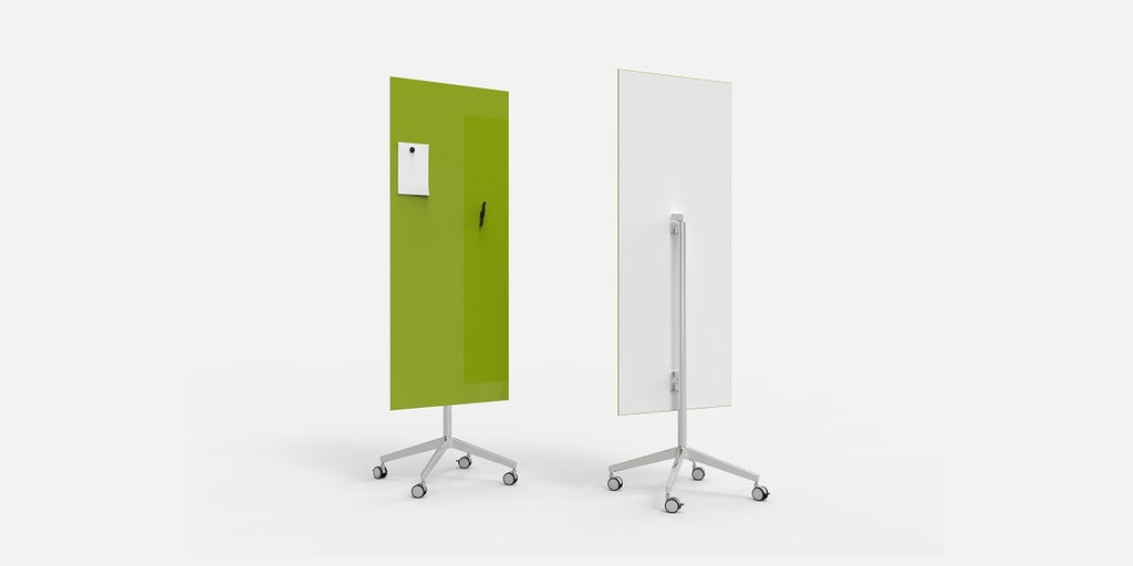 Glasskrivtavla på hjul, Lintex Mood Mobile, raka hörn, Offix