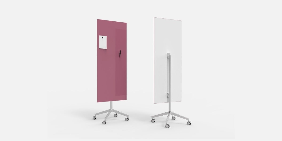Glasskrivtavla på hjul, Lintex Mood Mobile, raka hörn, Offix