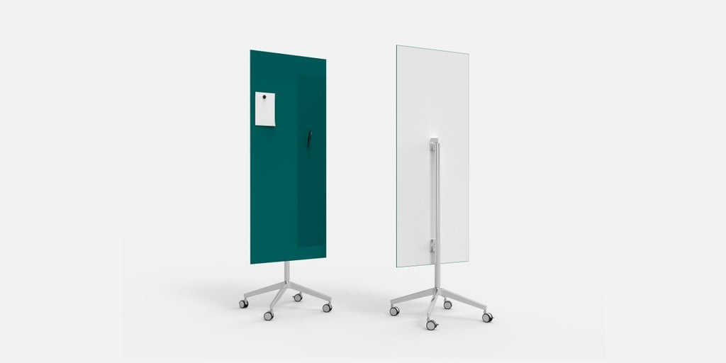 Glasskrivtavla på hjul, Lintex Mood Mobile, raka hörn, Offix