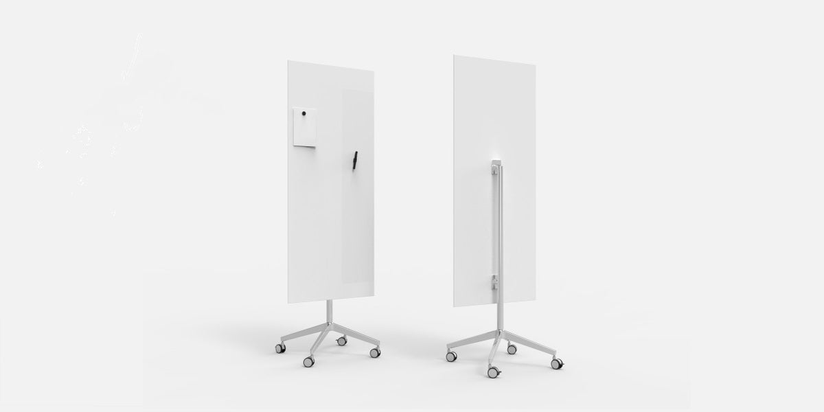 Glasskrivtavla på hjul, Lintex Mood Mobile, raka hörn, Offix