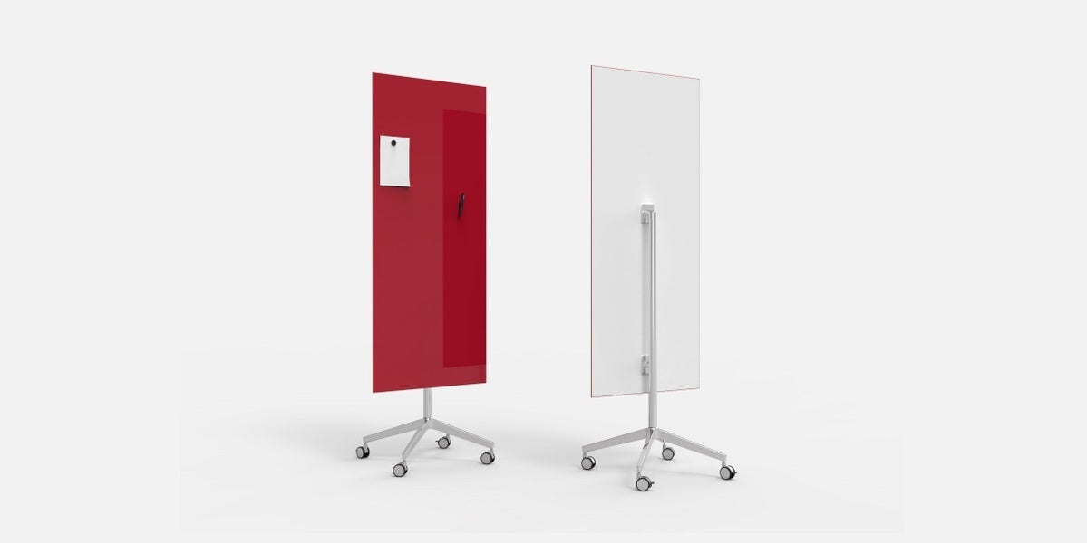 Glasskrivtavla på hjul, Lintex Mood Mobile, raka hörn, Offix