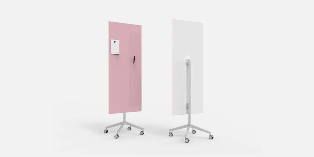 Glasskrivtavla på hjul, Lintex Mood Mobile, raka hörn, Offix