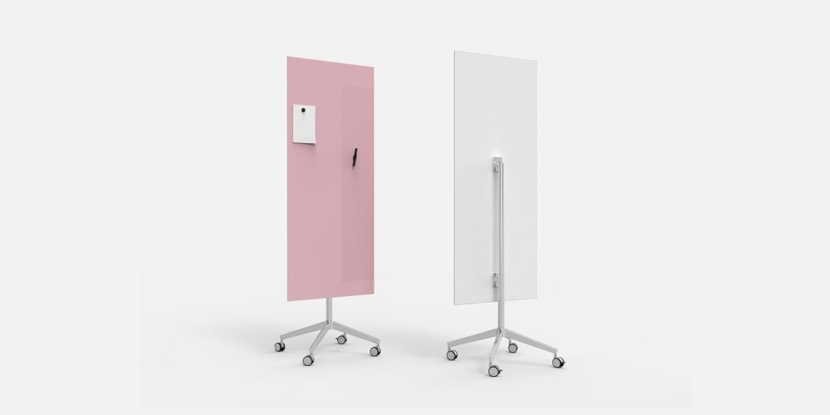 Glasskrivtavla på hjul, Lintex Mood Mobile, raka hörn, Offix