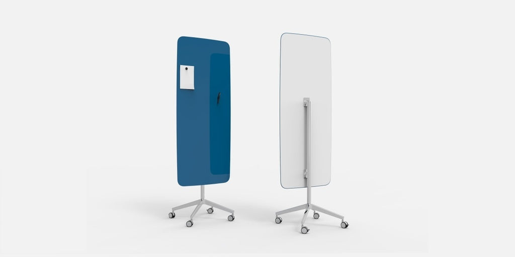 Glasskrivtavla på hjul, Lintex Flow Mobile, rundahörn, Offix