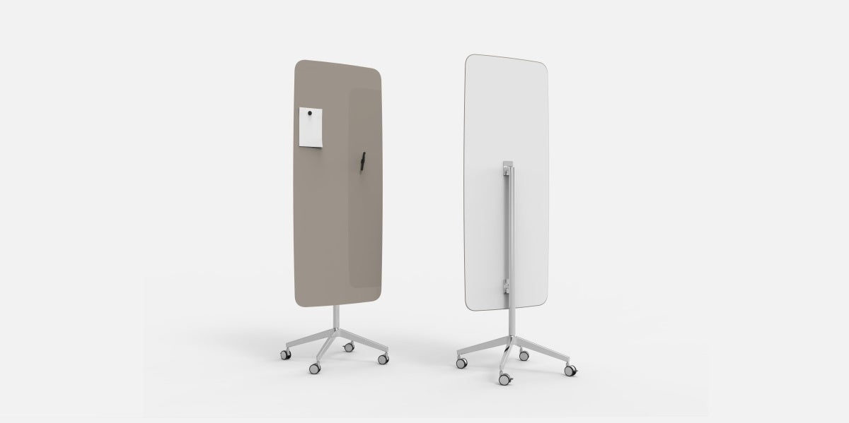 Glasskrivtavla på hjul, Lintex Flow Mobile, rundahörn, Offix