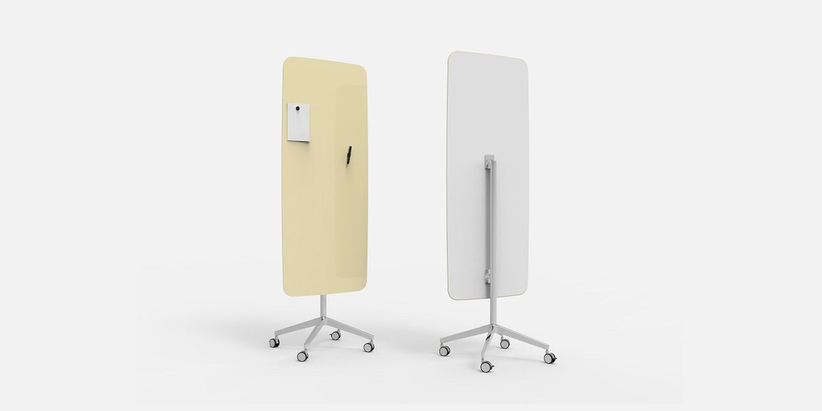 Glasskrivtavla på hjul, Lintex Flow Mobile, rundahörn, Offix