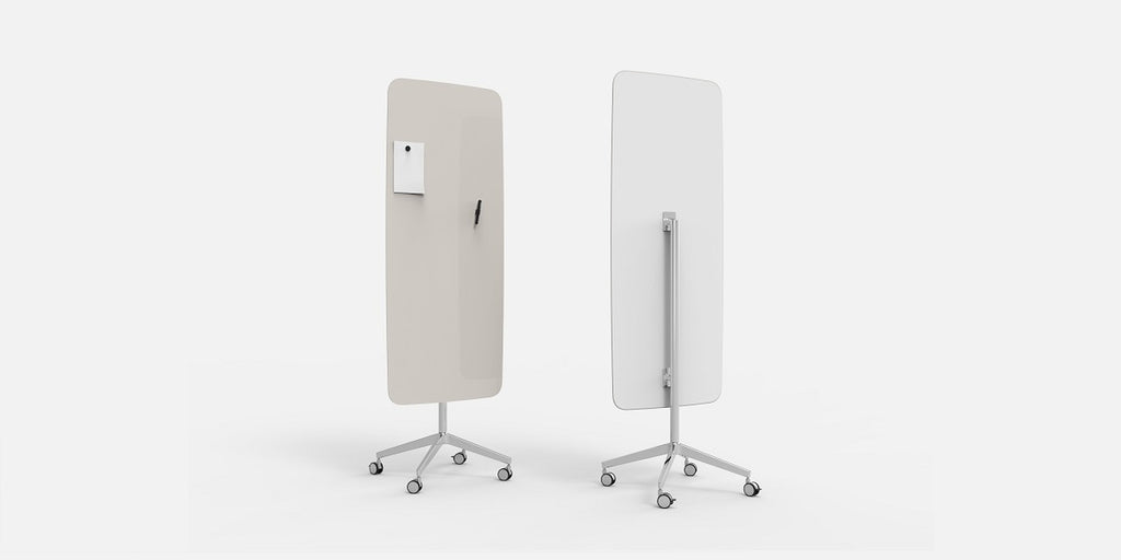 Glasskrivtavla på hjul, Lintex Flow Mobile, rundahörn, Offix