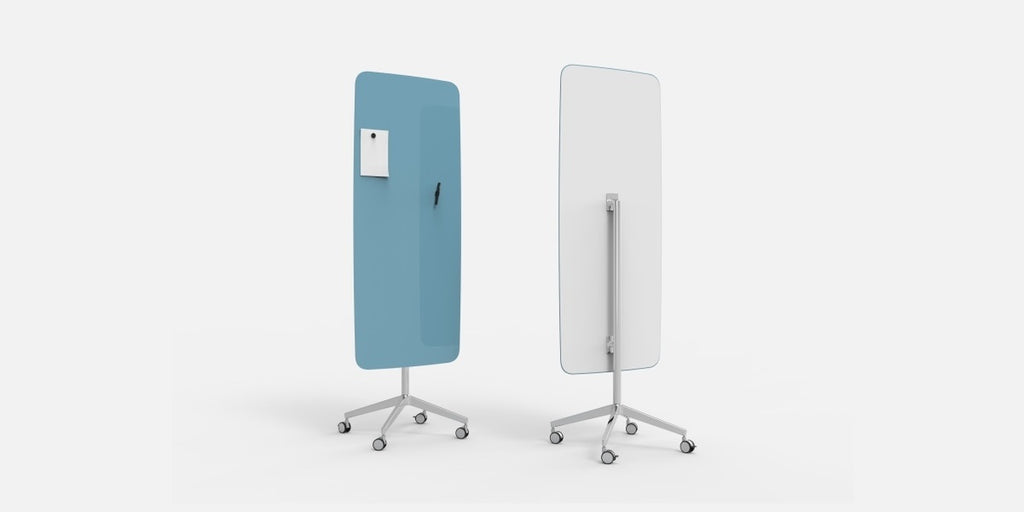 Glasskrivtavla på hjul, Lintex Flow Mobile, rundahörn, Offix