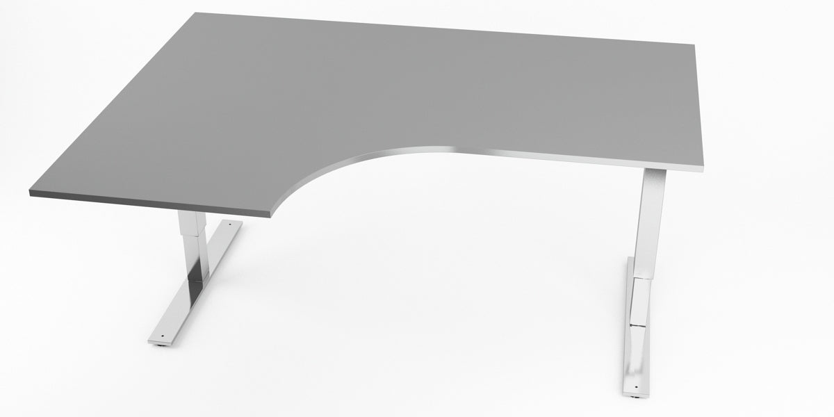 Hörnskrivbord, vänster, grå, T-benstativ, Offix