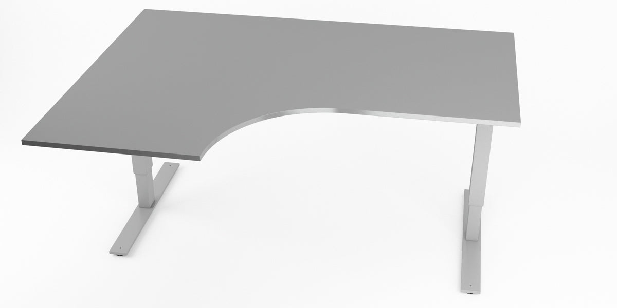 Hörnskrivbord, höj- och sänkbart, vänster, Sitt&Stå, grå, Offix