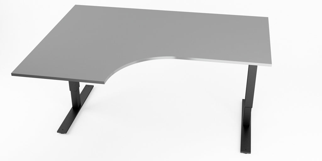 Hörnskrivbord, vänster, grå, T-benstativ, Offix