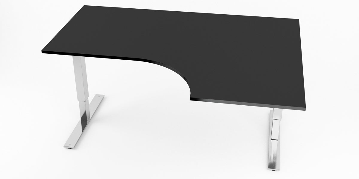 Hörnskrivbord, svart, höger, T-benstativ, Offix