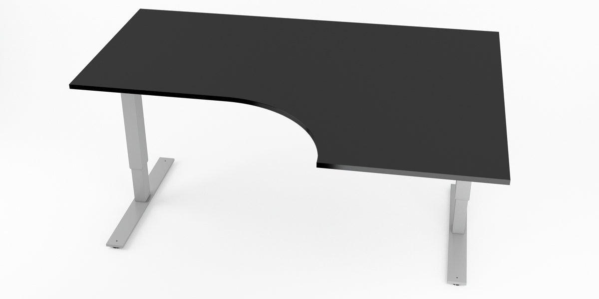 Hörnskrivbord, höj- och sänkbart, höger, Sitt&Stå, svart, Offix