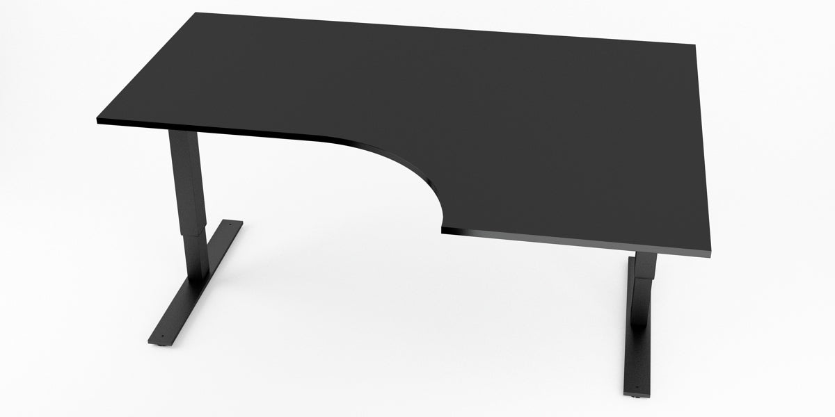 Hörnskrivbord, svart, höger, T-benstativ, Offix