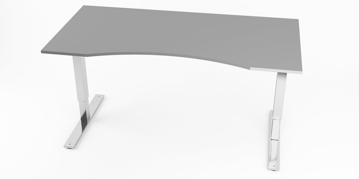 Skrivbord, grå m. maguttag, T-benstativ, Offix