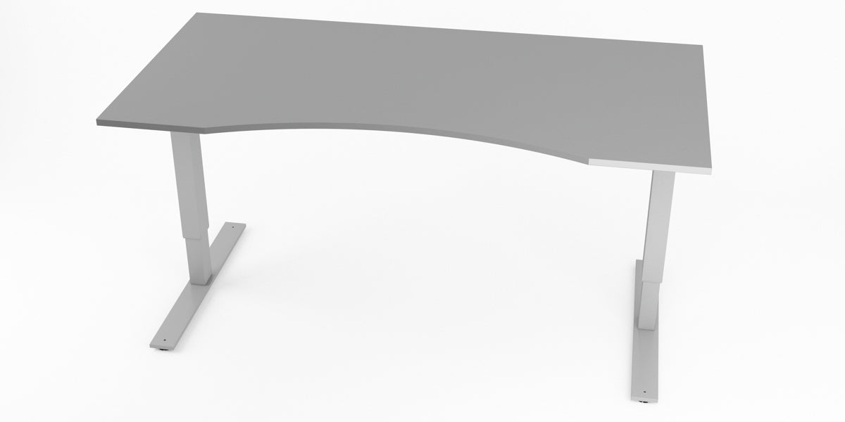 Skrivbord, grå m. maguttag, T-benstativ, Offix