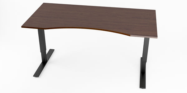 Skrivbord, höj- och sänkbart, maguttag, Sitt&Stå, valnöt, Offix