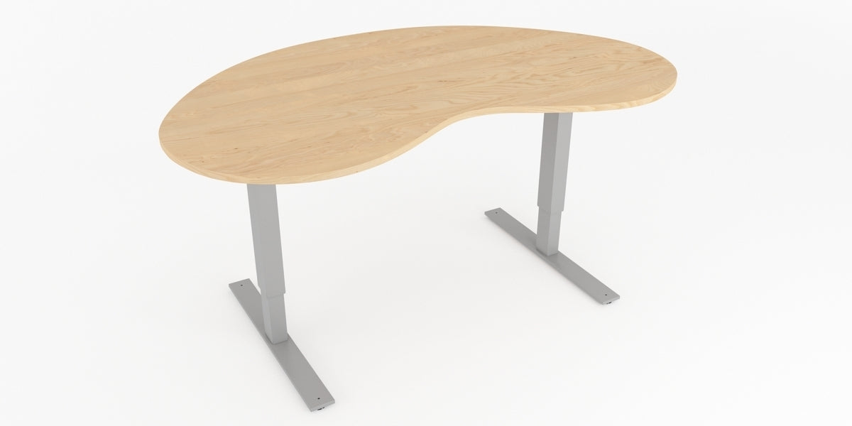 Skrivbord, njurformad, T-benstativ, björk, Offix