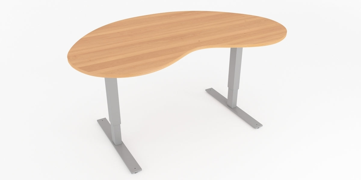 Skrivbord, njurformad, T-benstativ, bok, Offix