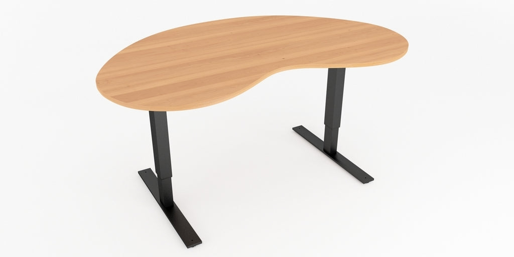 Skrivbord, njurformad, T-benstativ, bok, Offix