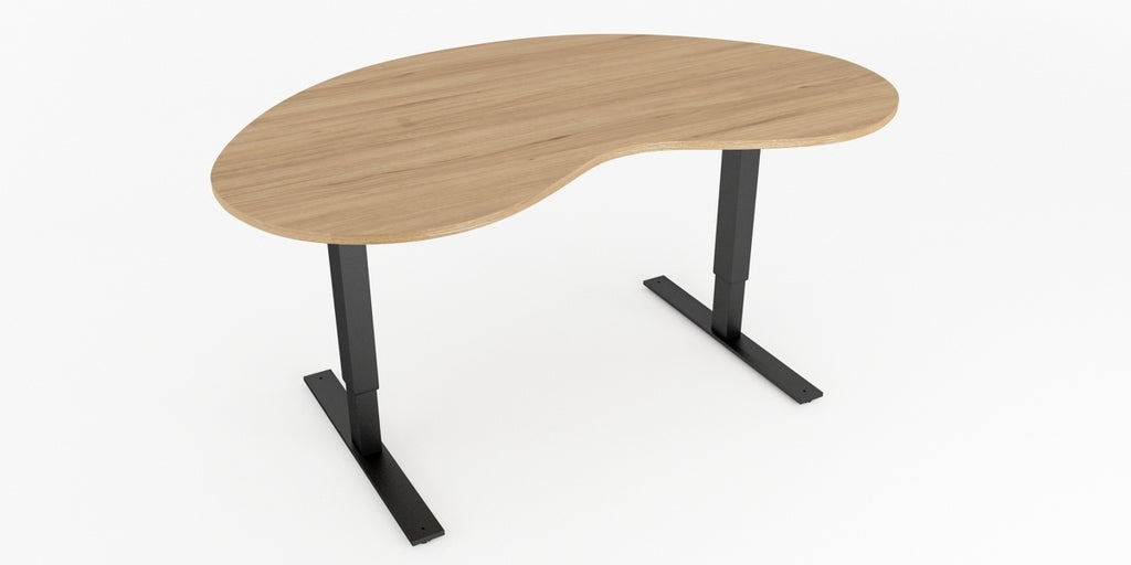 Skrivbord, höj- och sänkbart, njurformad, Sitt&Stå, ek, Offix