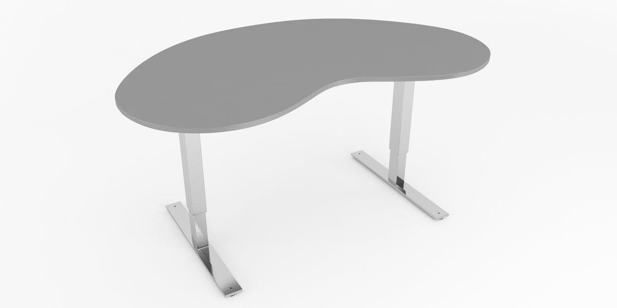 Skrivbord, njurformad, T-benstativ, grå, Offix