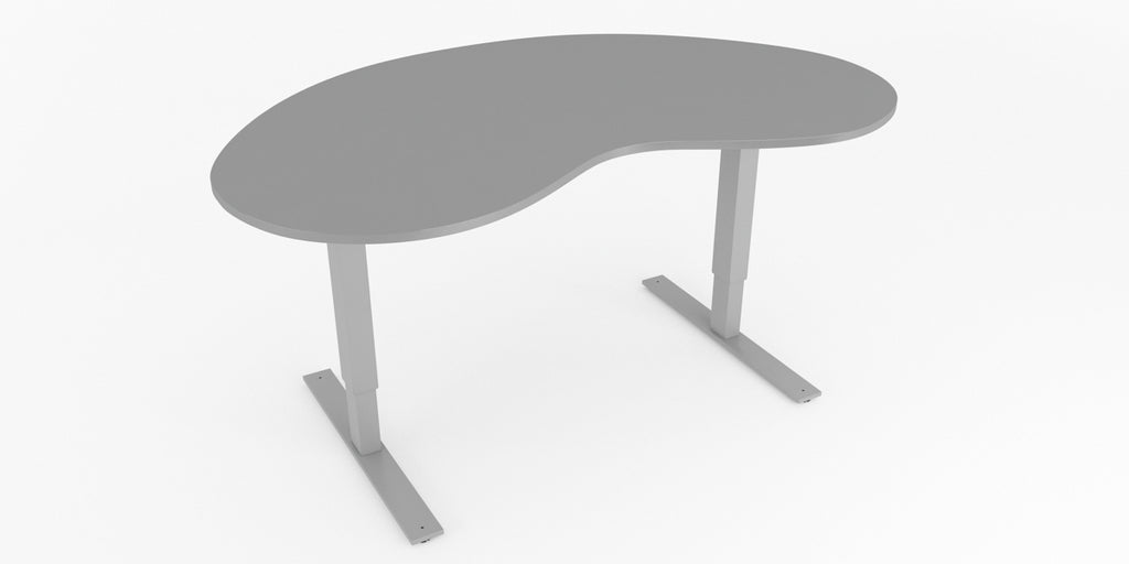 Skrivbord, höj- och sänkbart, njurformad, Sitt&Stå, grå, Offix
