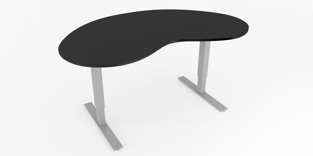 Skrivbord, höj- och sänkbart, njurformad, Sitt&Stå, svart, Offix