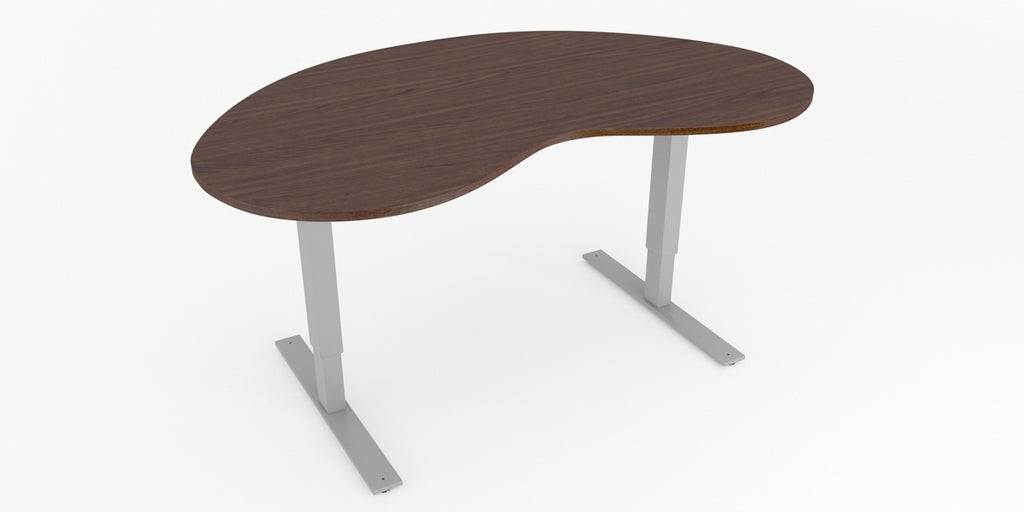 Skrivbord, njurformad, T-benstativ, valnöt, Offix