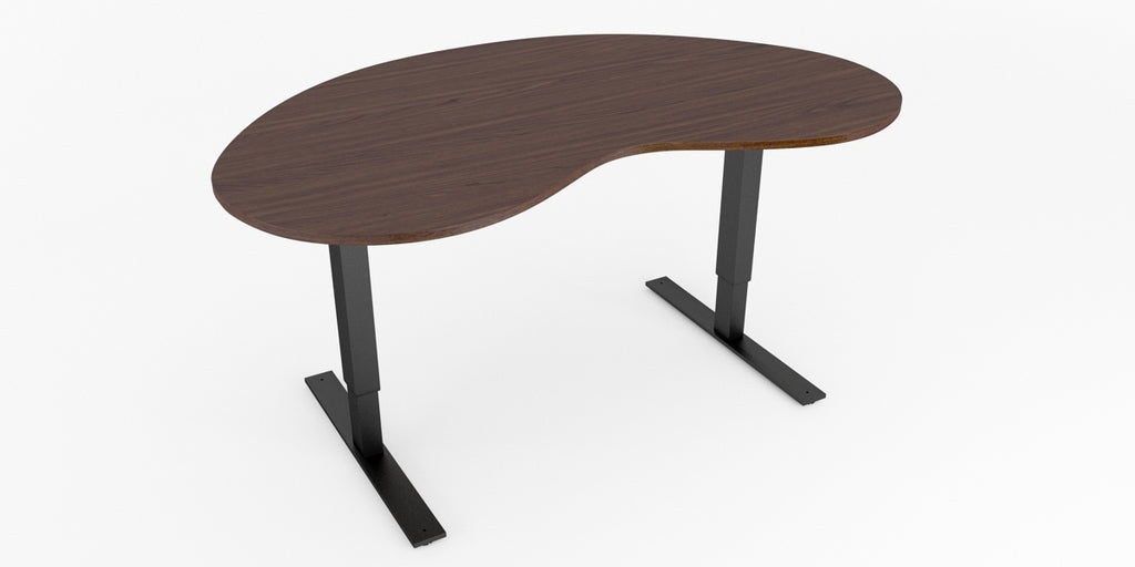 Skrivbord, njurformad, T-benstativ, valnöt, Offix