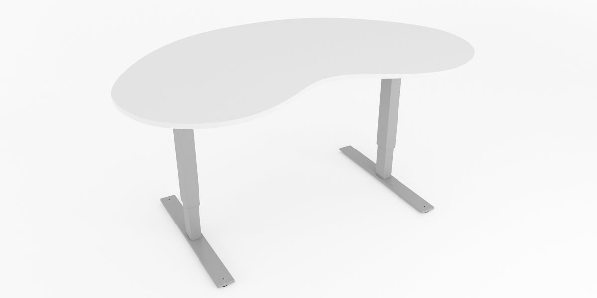 Skrivbord, höj- och sänkbart, njurformad, Sitt&Stå, vit, Offix
