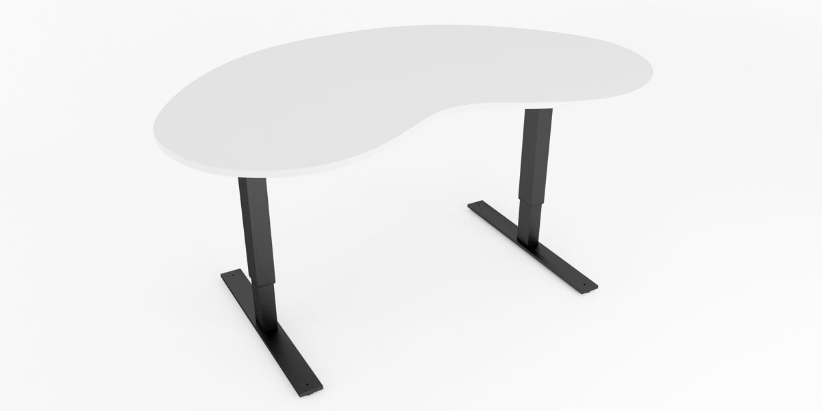 Skrivbord, höj- och sänkbart, njurformad, Sitt&Stå, vit, Offix