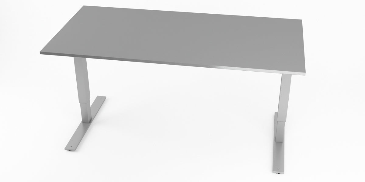 Skrivbord, höj- och sänkbart, rektangulärt, Sitt&Stå, grå, Offix