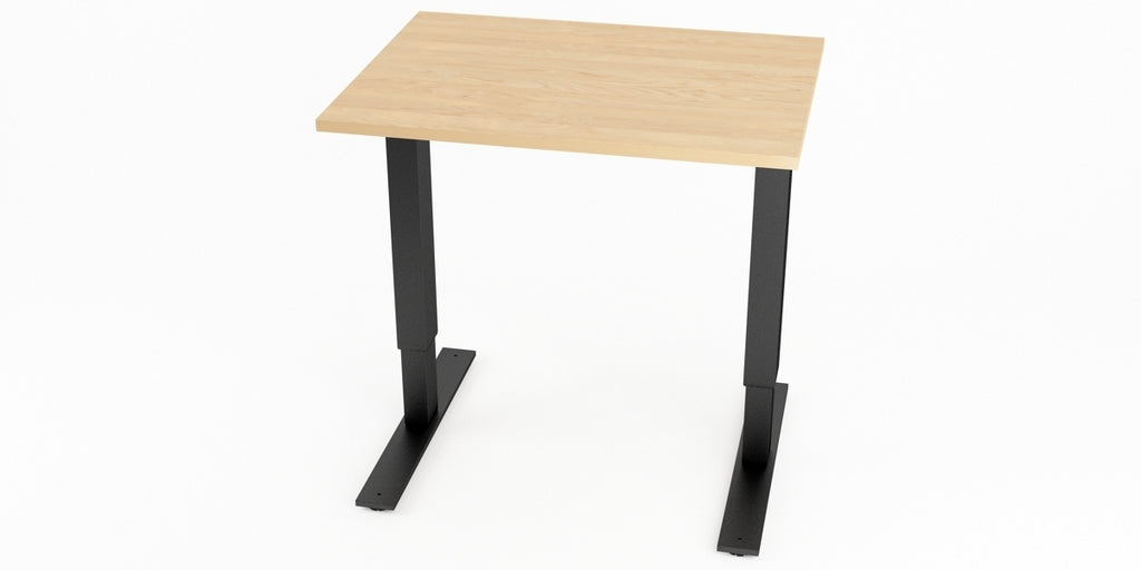 Skrivbord, rektangulärt, sidobord, T-benstativ, björk, Offix