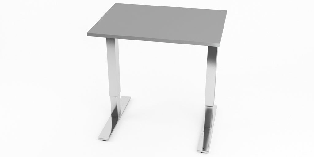 Skrivbord, rektangulärt, sidobord, T-benstativ, grå, Offix