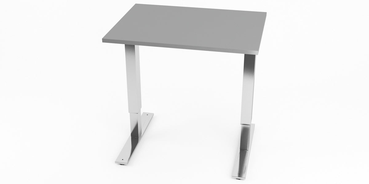 Skrivbord, rektangulärt, sidobord, T-benstativ, grå, Offix